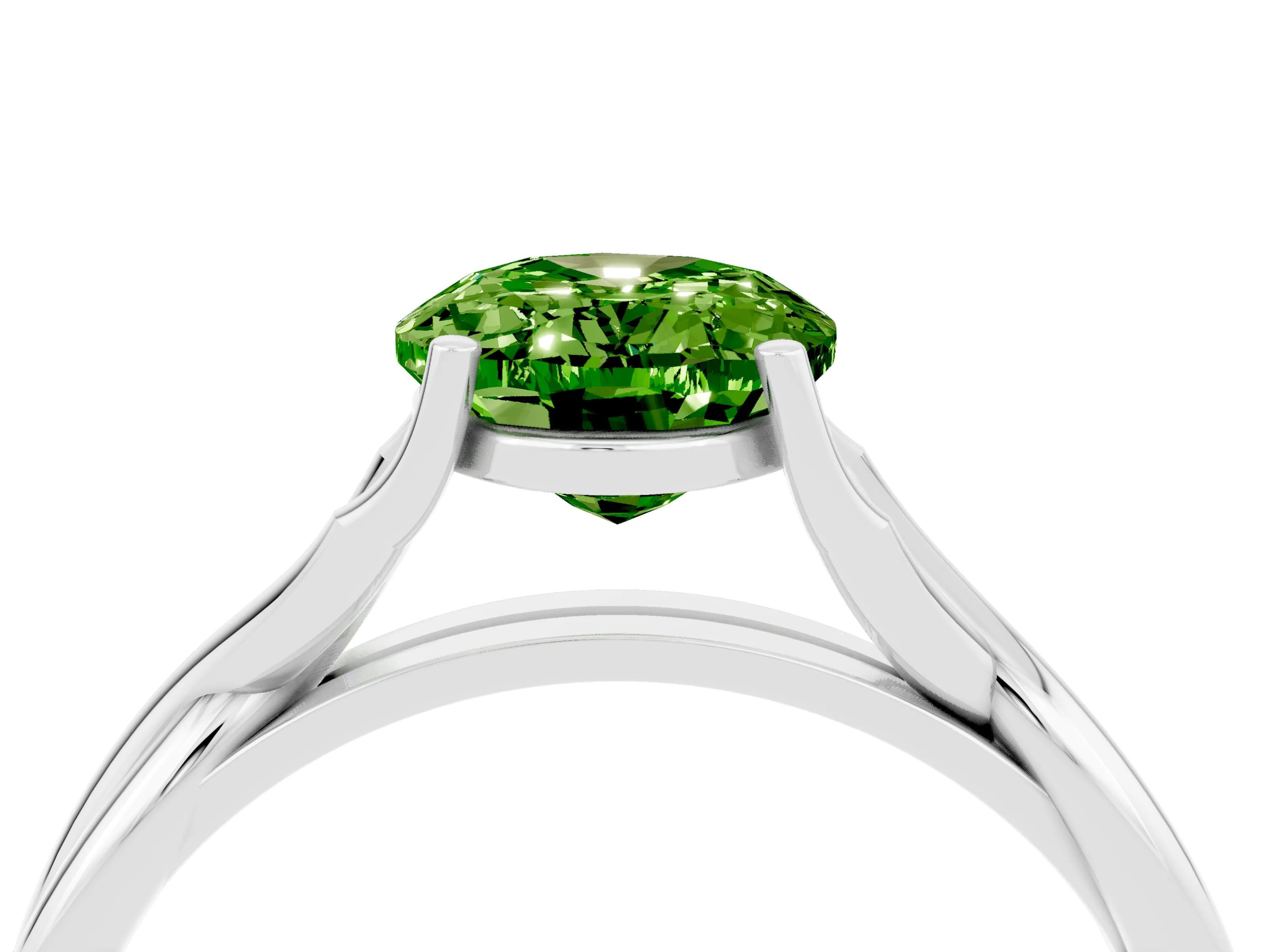 White gold Oval Cut Peridot Solitaire Twist Band Prong Setting Ring_40