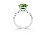 White gold Oval Cut Peridot Solitaire Twisted Band with Round  Accents and Prong Setting_15