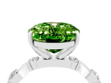 White gold Oval Cut Peridot Solitaire Twisted Band with Round  Accents and Prong Setting_16