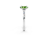 White gold Oval Cut Peridot Solitaire with Side Baguettes and Channel Set Band_2