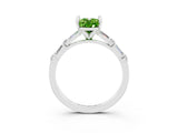 White gold Oval Cut Peridot Solitaire with Side Baguettes and Channel Set Band_3