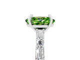White gold Oval Cut Peridot Solitaire with Side Baguettes and Channel Set Band_5