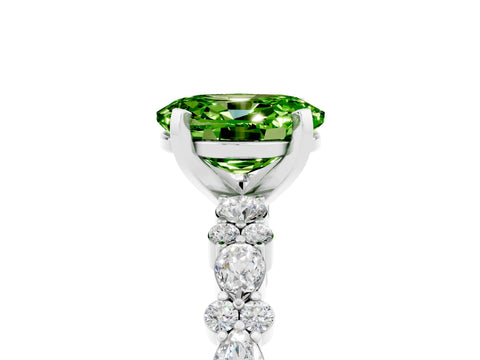 White gold Oval Cut Peridot Solitaire with Side Stones, Pave Band, Four-Prong Setting_41