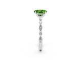 White gold Oval Cut Peridot Solitaire with Side Stones on a Pavé Band and Four-Prong Setting_2