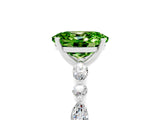White gold Oval Cut Peridot Solitaire with Side Stones on a Pavé Band and Four-Prong Setting_5