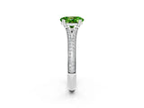 White gold Oval Cut Peridot Split Shank Engagement Ring with Pavé Band_2