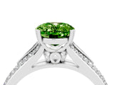 White gold Oval Cut Peridot Split Shank Engagement Ring with Pavé Band_4