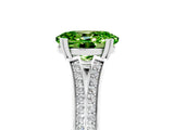 White gold Oval Cut Peridot Split Shank Engagement Ring with Pavé Band_5