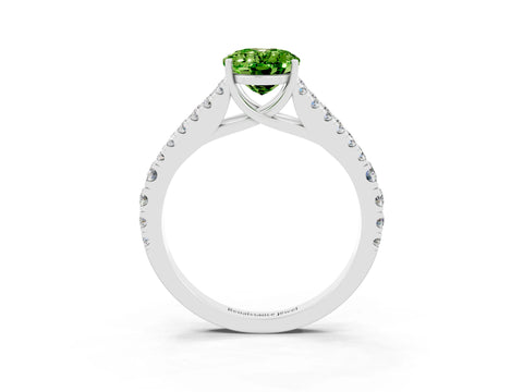 White gold Oval Cut Peridot Split Shank Pavé Engagement Ring with Four-Prong Setting_33