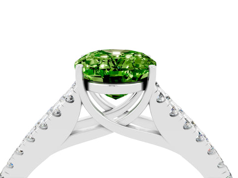 White gold Oval Cut Peridot Split Shank Pavé Engagement Ring with Four-Prong Setting_34