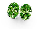 Silver 1.26 Carat Oval Peridot Stud Earrings