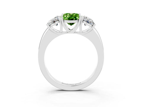 White gold Oval Cut Peridot Three-Stone Ring with Four-Prong Setting and Classic Band_3