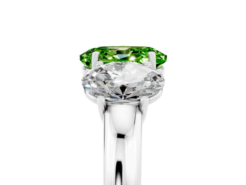 White gold Oval Cut Peridot Three-Stone Ring with Four-Prong Setting and Classic Band_5
