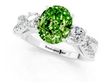 White gold Oval Cut Peridot Three-Stone Ring with Pavé Split Shank and Four-Prong Setting_13