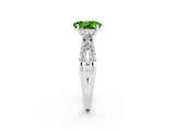 White gold Oval Cut Peridot Three-Stone Ring with Pavé Split Shank and Four-Prong Setting_14