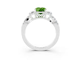 White gold Oval Cut Peridot Three-Stone Ring with Pavé Split Shank and Four-Prong Setting_15