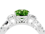White gold Oval Cut Peridot Three-Stone Ring with Pavé Split Shank and Four-Prong Setting_16