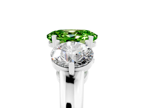 White gold Oval Cut Peridot Three-Stone Ring with Prong Setting and Classic Band_5