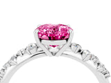White gold Oval Cut Pink Sapphire Cluster Side Stone Solitaire Ring with Prong Setting_52