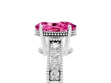White gold Oval Cut Pink Sapphire Engagement Ring with Milgrain Channel Set Band and Prong Setting_29