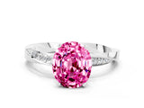 White gold Oval Cut Pink Sapphire Engagement Ring with Side Stone Accents and Four-Prong Setting_51