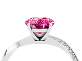 White gold Oval Cut Pink Sapphire Engagement Ring with Side Stone Accents and Four-Prong Setting_55