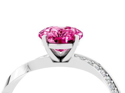 White gold Oval Cut Pink Sapphire Engagement Ring with Side Stone Accents and Four-Prong Setting_55
