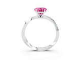 White gold Oval Cut Pink Sapphire Engagement Ring with Side Stone Accents and Four-Prong Setting_75