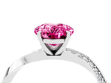 White gold Oval Cut Pink Sapphire Engagement Ring with Side Stone Accents and Four-Prong Setting_76