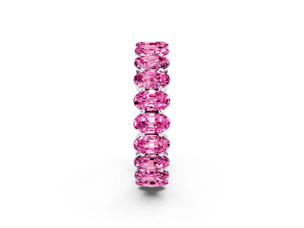 Silver Oval Cut Pink Sapphire Eternity Band with Shared Prong Setting
