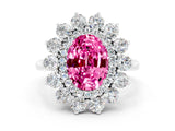 White gold Oval Cut Pink Sapphire Floral Double Halo Engagement Ring with Prong Setting_36