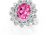 White gold Oval Cut Pink Sapphire Floral Double Halo Engagement Ring with Prong Setting_37