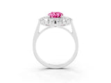 White gold Oval Cut Pink Sapphire Floral Double Halo Engagement Ring with Prong Setting_39