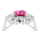 White gold Oval Cut Pink Sapphire Floral Double Halo Engagement Ring with Prong Setting_40