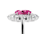 White gold Oval Cut Pink Sapphire Floral Double Halo Engagement Ring with Prong Setting_41