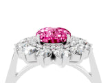 White gold Oval Cut Pink Sapphire Floral Double Halo Engagement Ring with Prong Setting_88