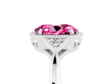 White gold Oval Cut Pink Sapphire Halo Ring with Tapered Band and Four-Prong Setting_5