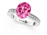 White gold Oval Cut Pink Sapphire Milgrain Pavé Engagement Ring with Four-Prong Setting_61