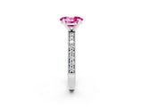 White gold Oval Cut Pink Sapphire Milgrain Pavé Engagement Ring with Four-Prong Setting_62