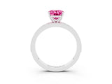 White gold Oval Cut Pink Sapphire Milgrain Pavé Engagement Ring with Four-Prong Setting_63