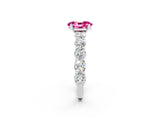 White gold Oval Cut Pink Sapphire Prong Setting with Side Stones on a Pave Band_26