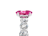 White gold Oval Cut Pink Sapphire Prong Setting with Side Stones on a Pave Band_29