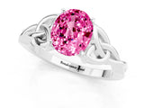 White gold Oval Cut Pink Sapphire Solitaire Celtic Knot Ring with Four-Prong Setting_25