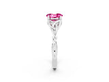White gold Oval Cut Pink Sapphire Solitaire Celtic Knot Ring with Four-Prong Setting_26
