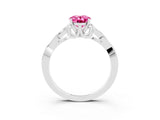 White gold Oval Cut Pink Sapphire Solitaire Celtic Knot Ring with Four-Prong Setting_27