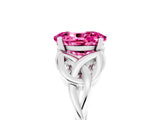 White gold Oval Cut Pink Sapphire Solitaire Celtic Knot Ring with Four-Prong Setting_29