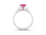 White gold Oval Cut Pink Sapphire Solitaire Engagement Ring with Cathedral Setting and Four-Prong Mount_27