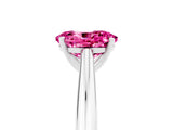 White gold Oval Cut Pink Sapphire Solitaire Engagement Ring with Cathedral Setting and Four-Prong Mount_29