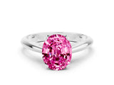 White gold Oval Cut Pink Sapphire Solitaire Engagement Ring with Cathedral Setting and Four-Prong Mount_42