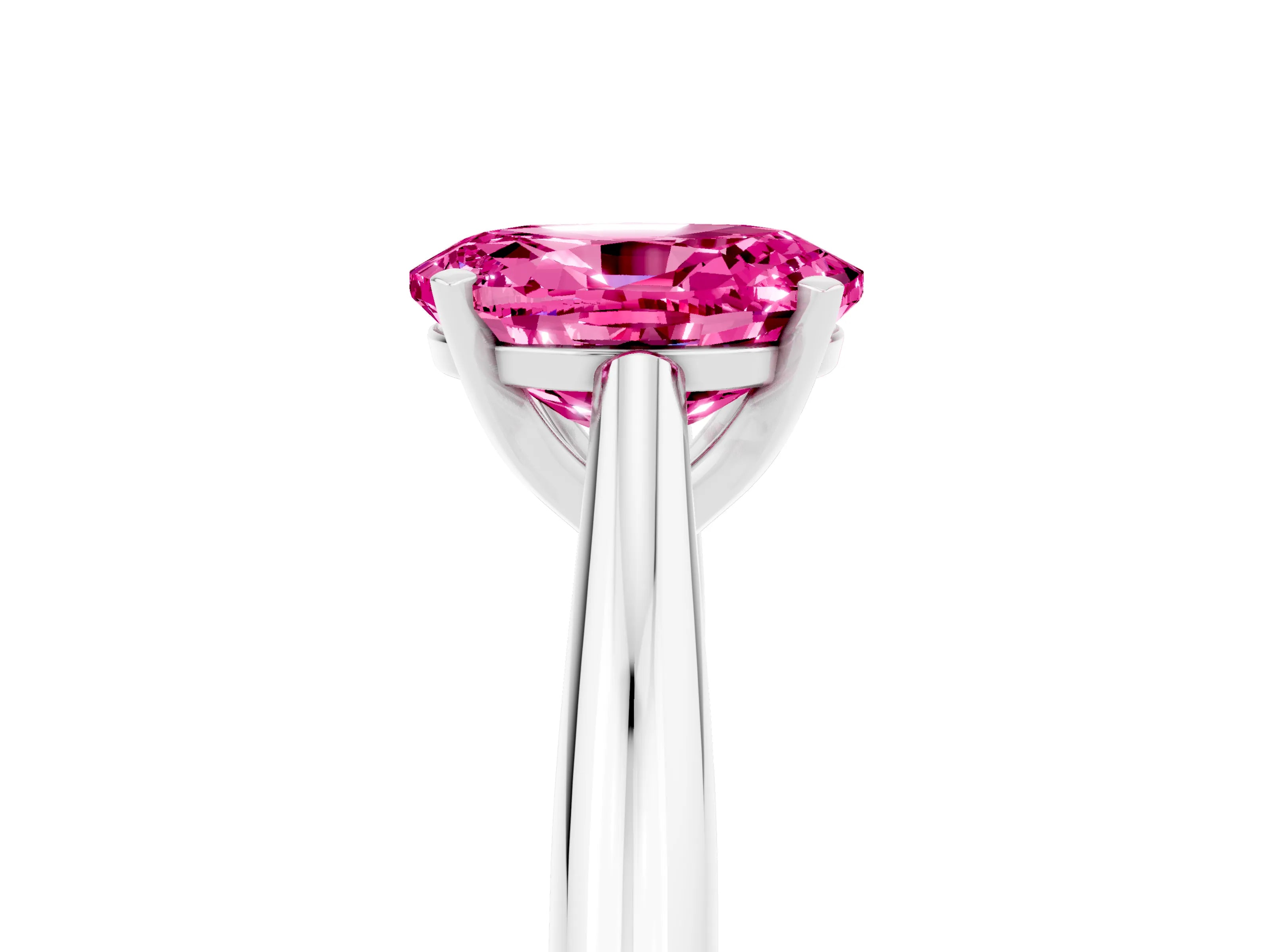 White gold Oval Cut Pink Sapphire Solitaire Engagement Ring with Cathedral Setting and Four-Prong Mount_59